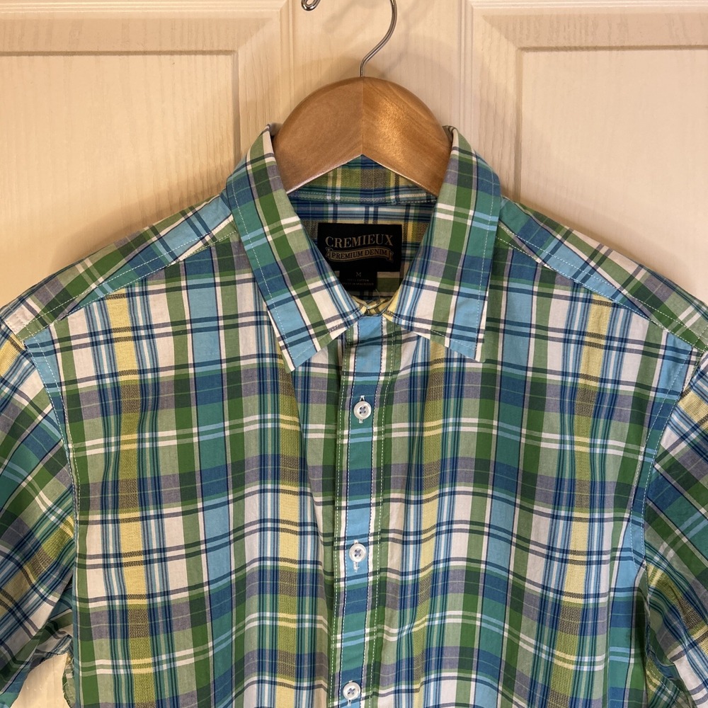 NWT Cremieux‎ mens shirt Size M short sleeve blue and green plaid 100% cotton - Picture 4 of 9